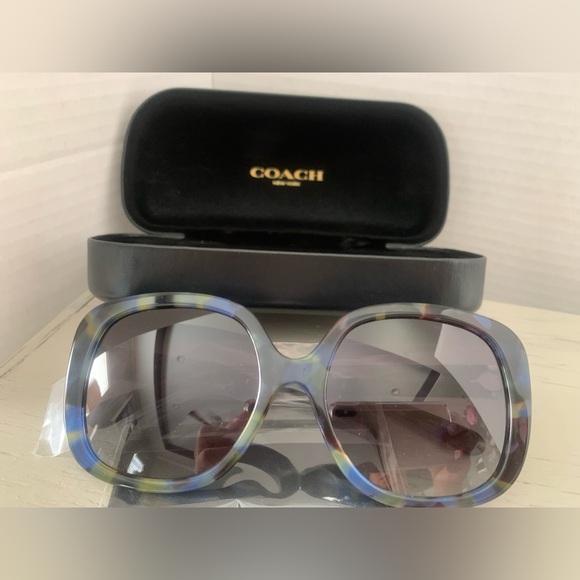 Women’s Coach Square Sunglasses/BlueTortoise - Picture 8 of 8